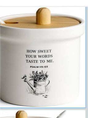 DaySpring How Sweet Your Words Taste To Me White Condiment Jar with Bamboo Lid